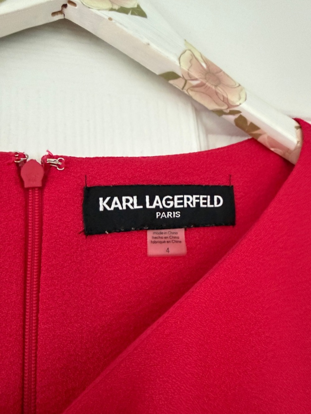 Karl Lagerfeld Vibrant hot pink Bell-Sleeve Shift Dress size 4 - Picture 3 of 4